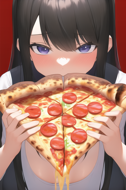 ピザを食べる女性1