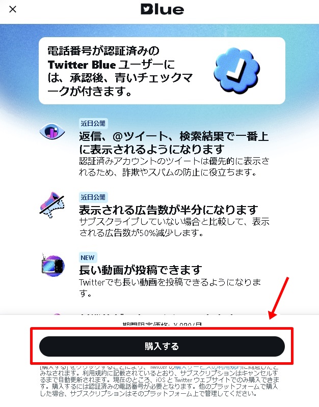 TwitterBlueの登録2